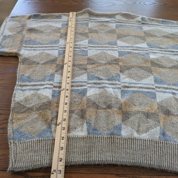 Vintage Janzen Sweater XL Brown Gray Sweater Geometric Diamond Pattern Knit - Picture 15 of 15